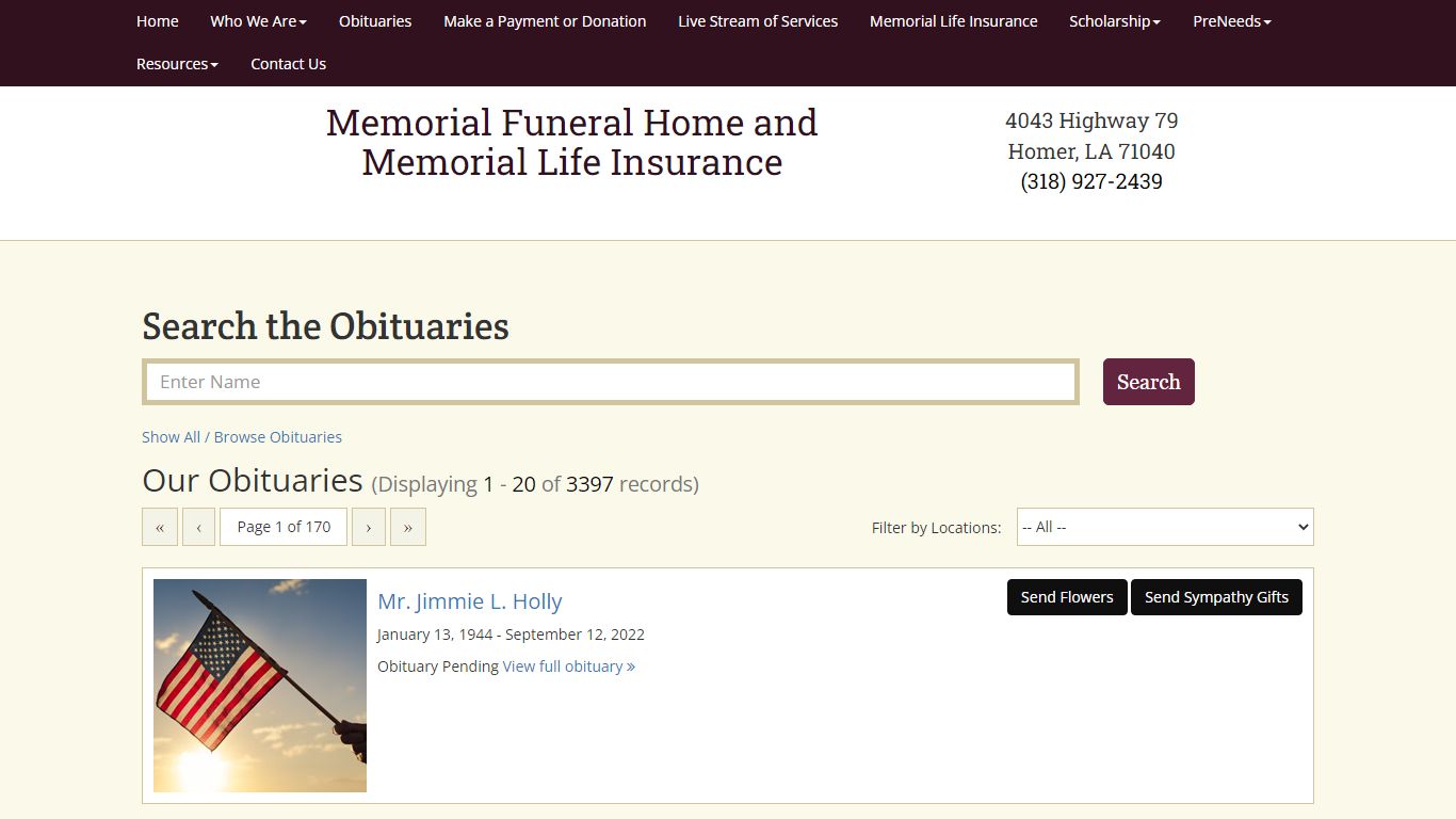 Recent Obituaries | Memorial Funeral Home